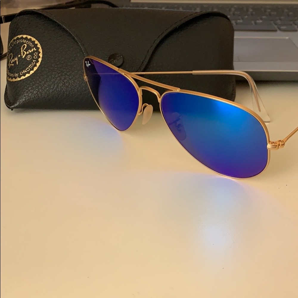 Authentic Blue Reflective Ray Ban - image 2